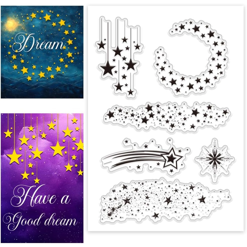 Clear Silicone Stamps For Card Making - Sellos transparentes de estrella, sello de