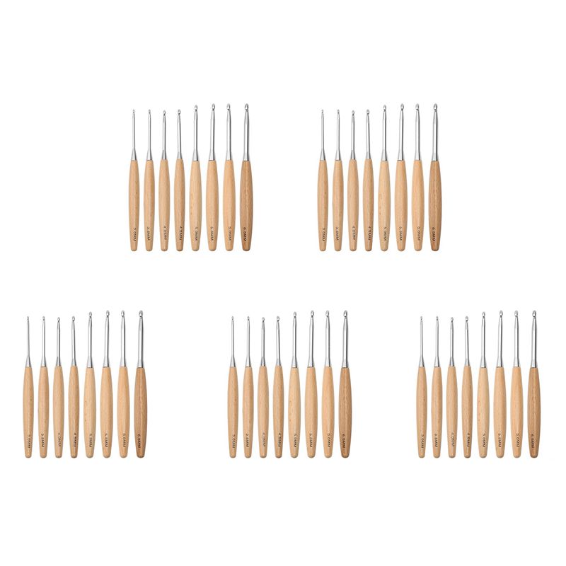 Wooden Crochet Hooks Ergonomic Handle - M12K-40 piezas, ganchos de ganchillo de