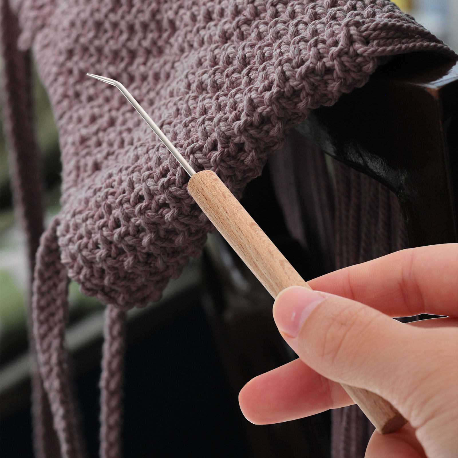 1 unidad de agujas de ganchill - Wooden Crochet Hooks Ergonomic Handle reseña y precio